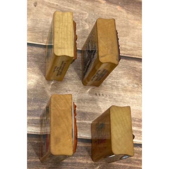 1980'S COMOTION LOT OF 4 HOLIDAY THEMED WOOD MOUNTED RUBBER STAMPS TEDDY HOLLY - Picture 6 of 6